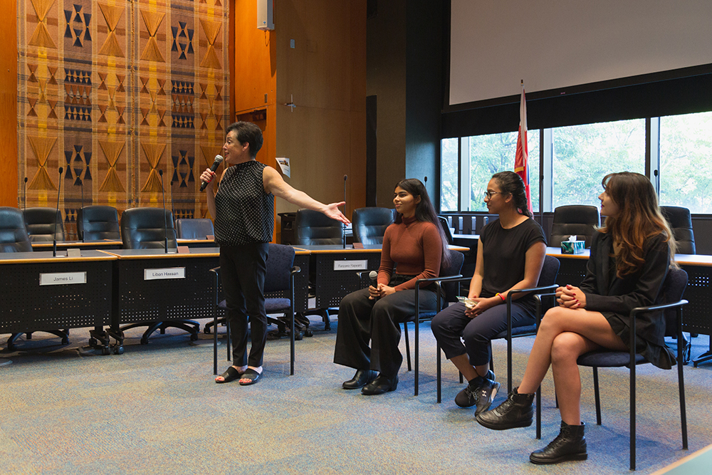 TDSB Top Scholars speak with Shari Schwartz-Maltz, TDSB’s Manager of Media & Issues in the TDSB Boardroom. Open Gallery