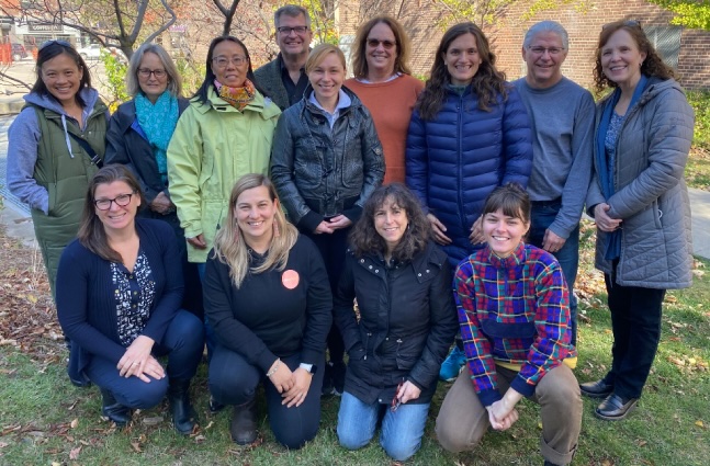 group picture of the Action Reseach team, in a park beside OISE